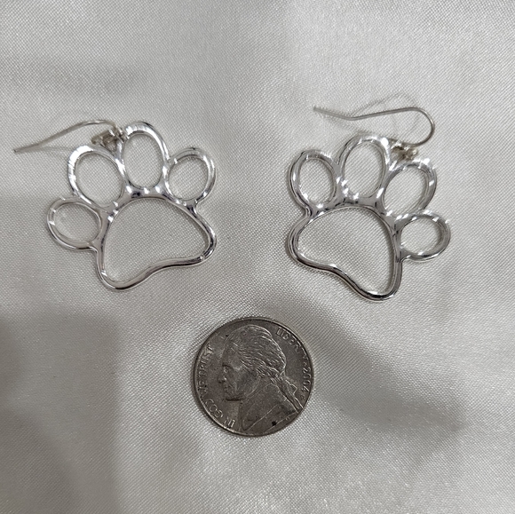 Paw Dangle Earrings Silver NIP - Picture 3 of 5